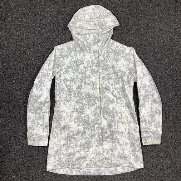 Columbia Jacket Omni Tech Women's White Digital Camo Rain Windbreaker Size Large - Picture 1 of 10